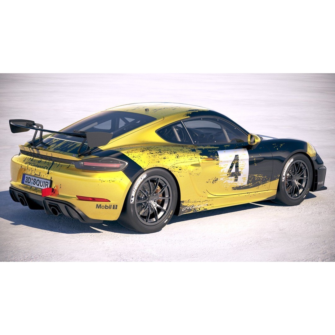 Porsche 718 Cayman GT4 Clubsport 2019 3D Model – High Poly Racing Asset, FBX - View 6
