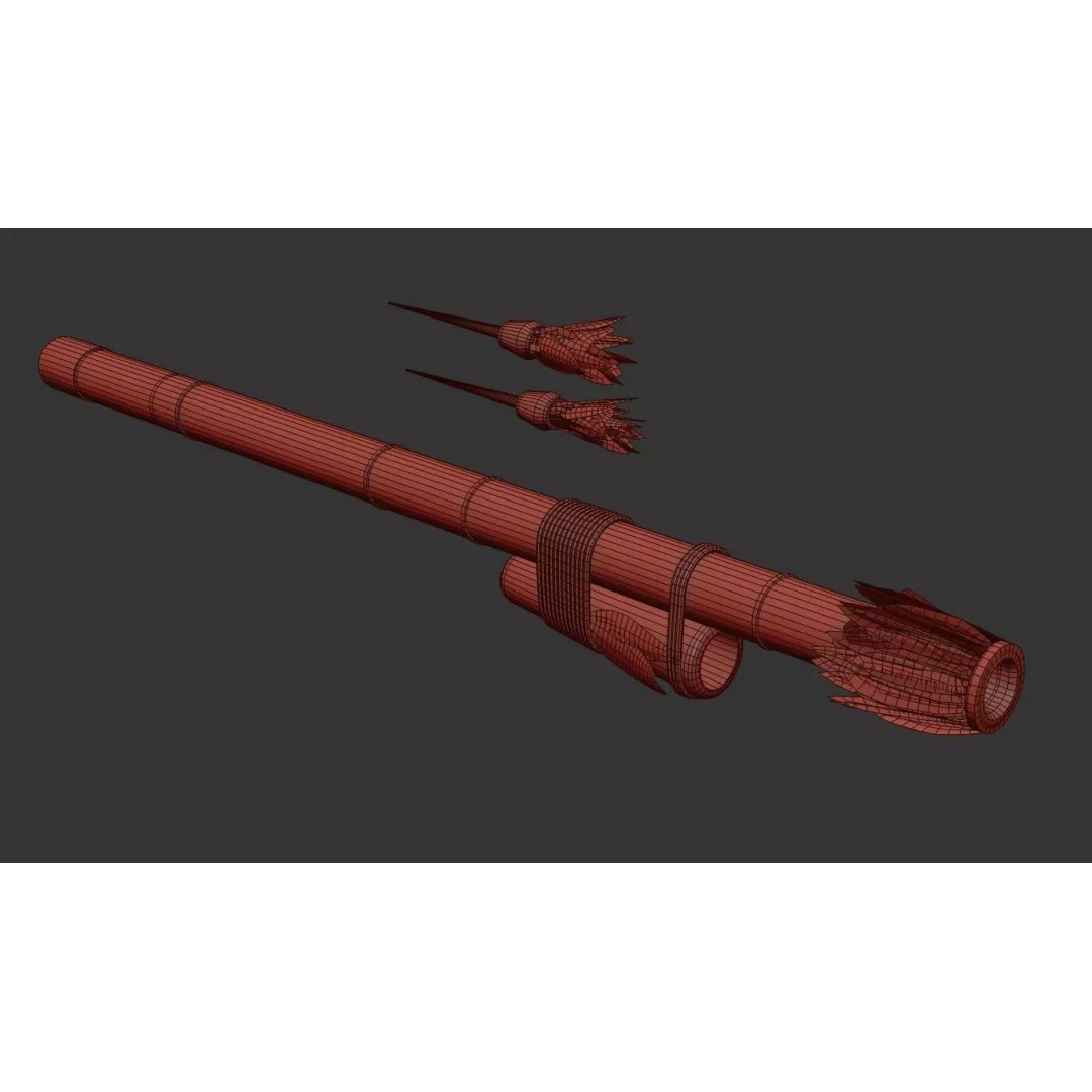 Darts Blow Gun 3D Model – Low Poly PBR Game Asset, FBX