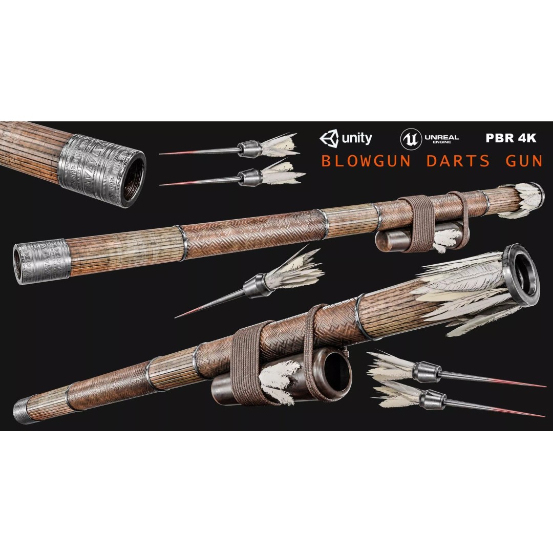 Darts Blow Gun 3D Model – Low Poly PBR Game Asset, FBX - View 2