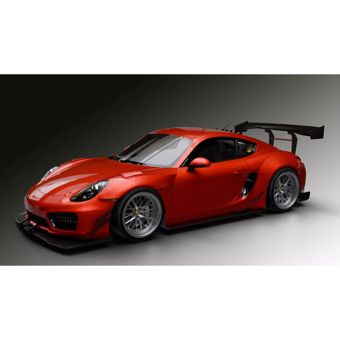 Porsche Cayman 3D Model – High Poly Rigged PBR Car Asset, Blender - View 2