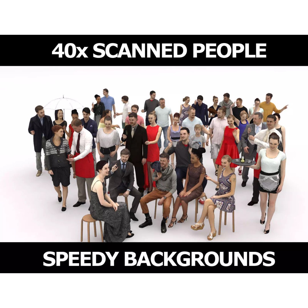 Crowd 3D Model – Low Poly Casual Elegant Characters for Scenes - View 2