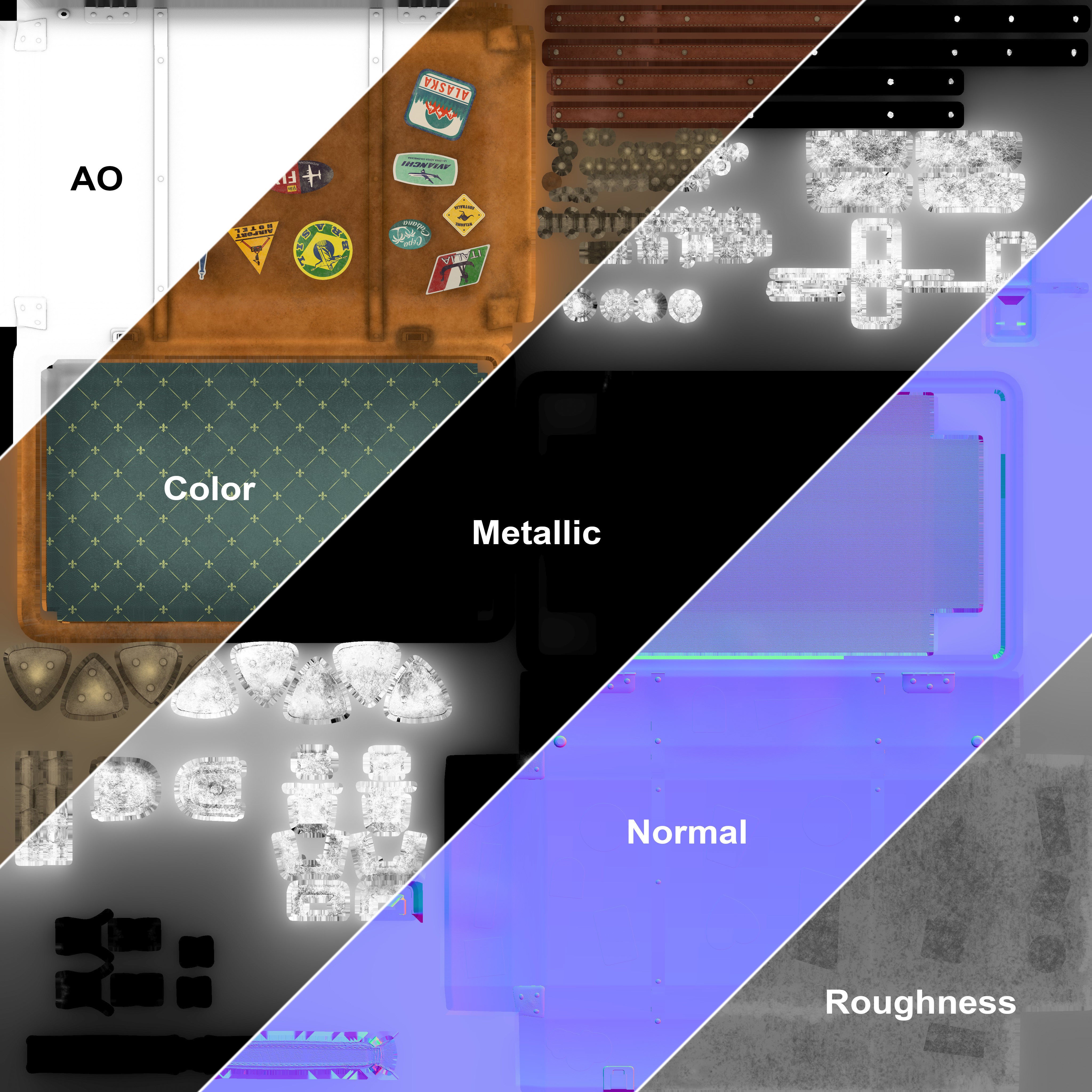 Vintage Suitcases - Low-Poly Game-Ready 3D Model