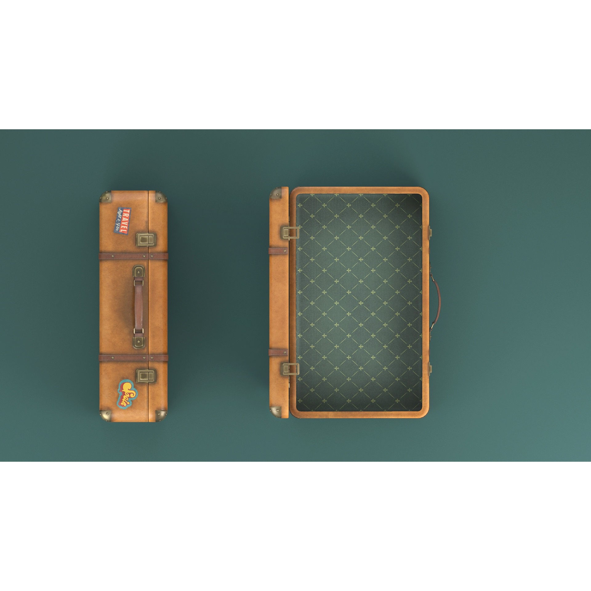 Vintage Suitcases - Low-Poly Game-Ready 3D Model - View 12