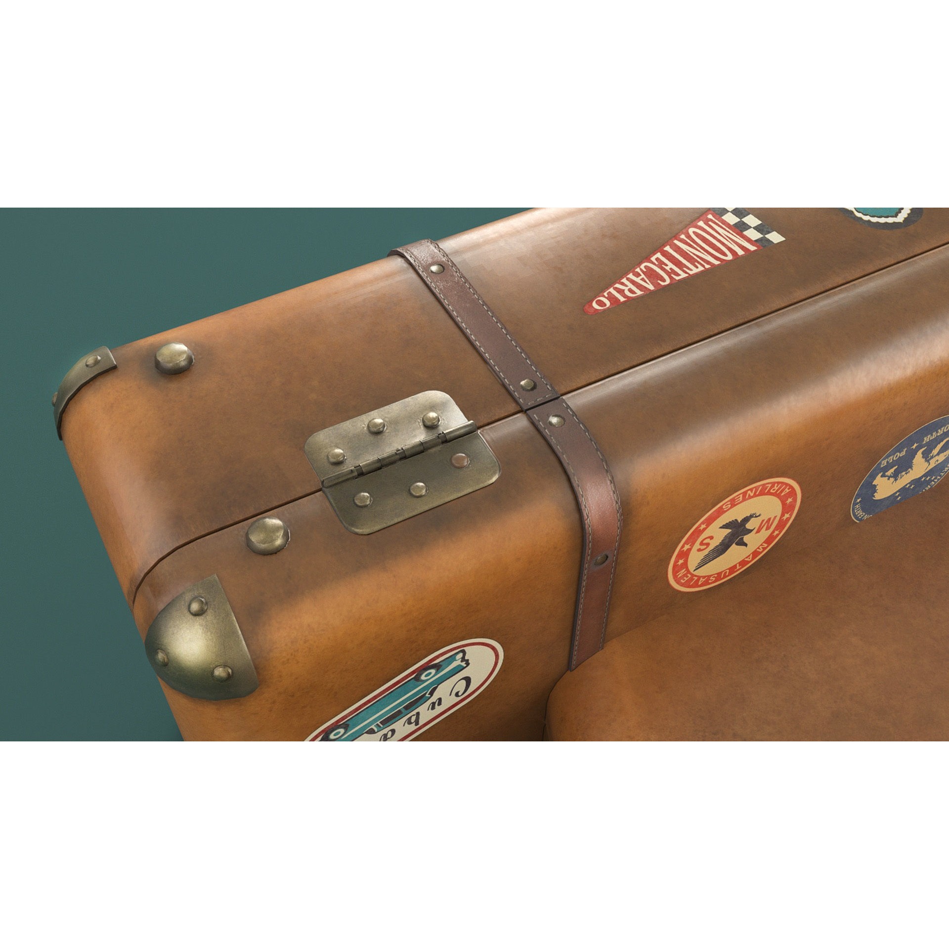 Vintage Suitcases - Low-Poly Game-Ready 3D Model - View 16
