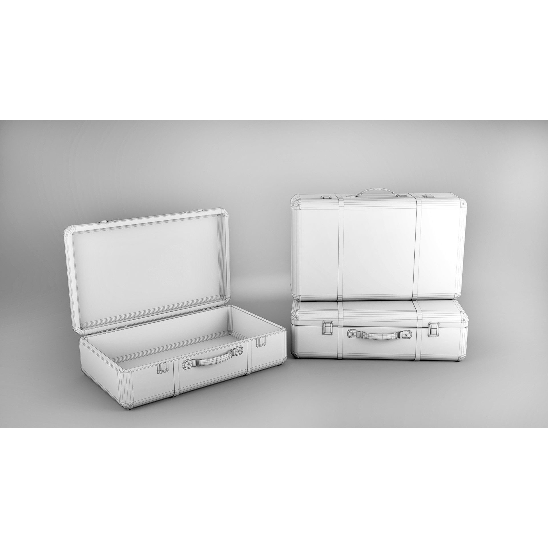 Vintage Suitcases - Low-Poly Game-Ready 3D Model - View 3
