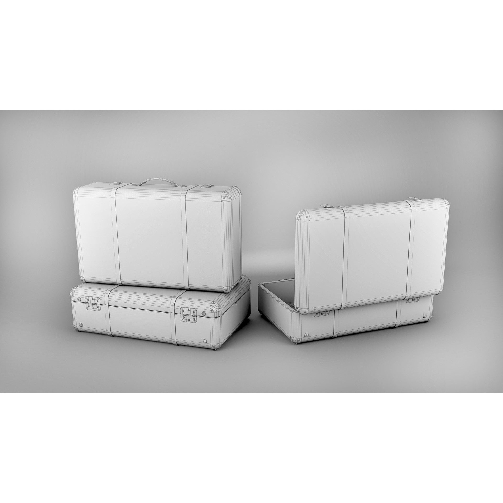Vintage Suitcases - Low-Poly Game-Ready 3D Model - View 5
