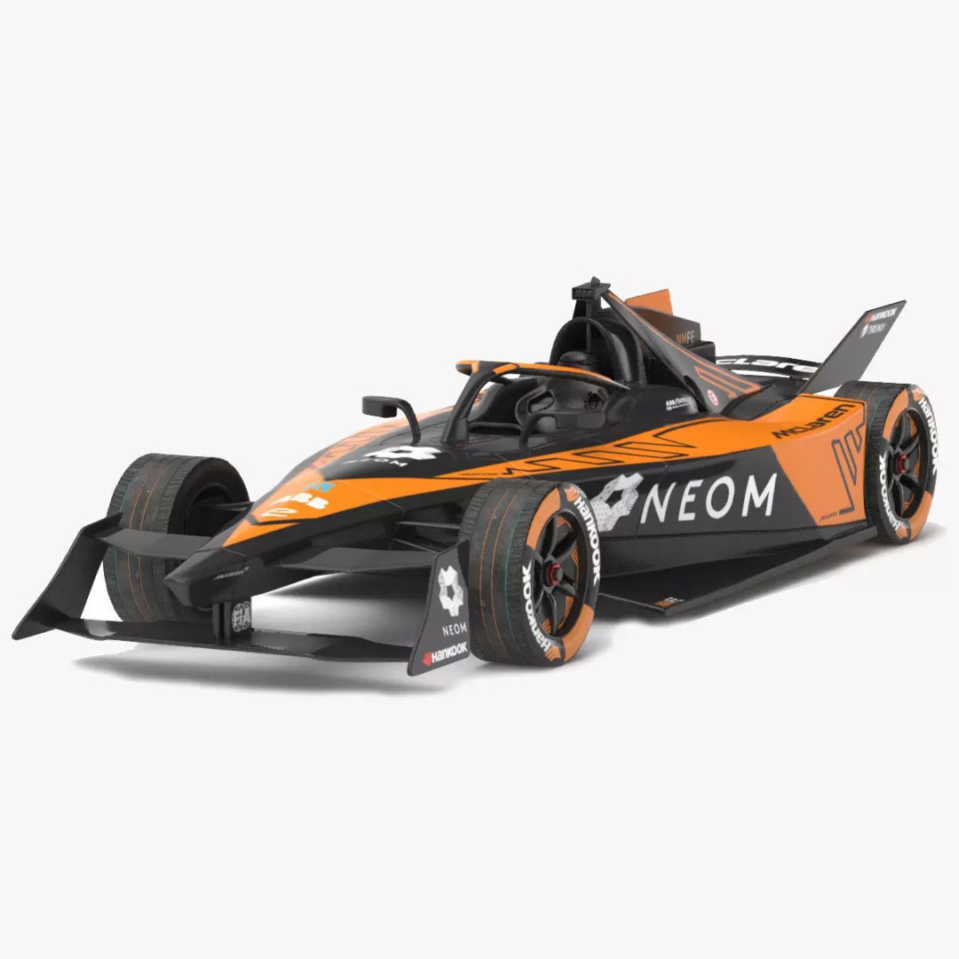 NEOM McLaren Formula E 2024 3D Model – PBR Racing Car, FBX, OBJ - View 2