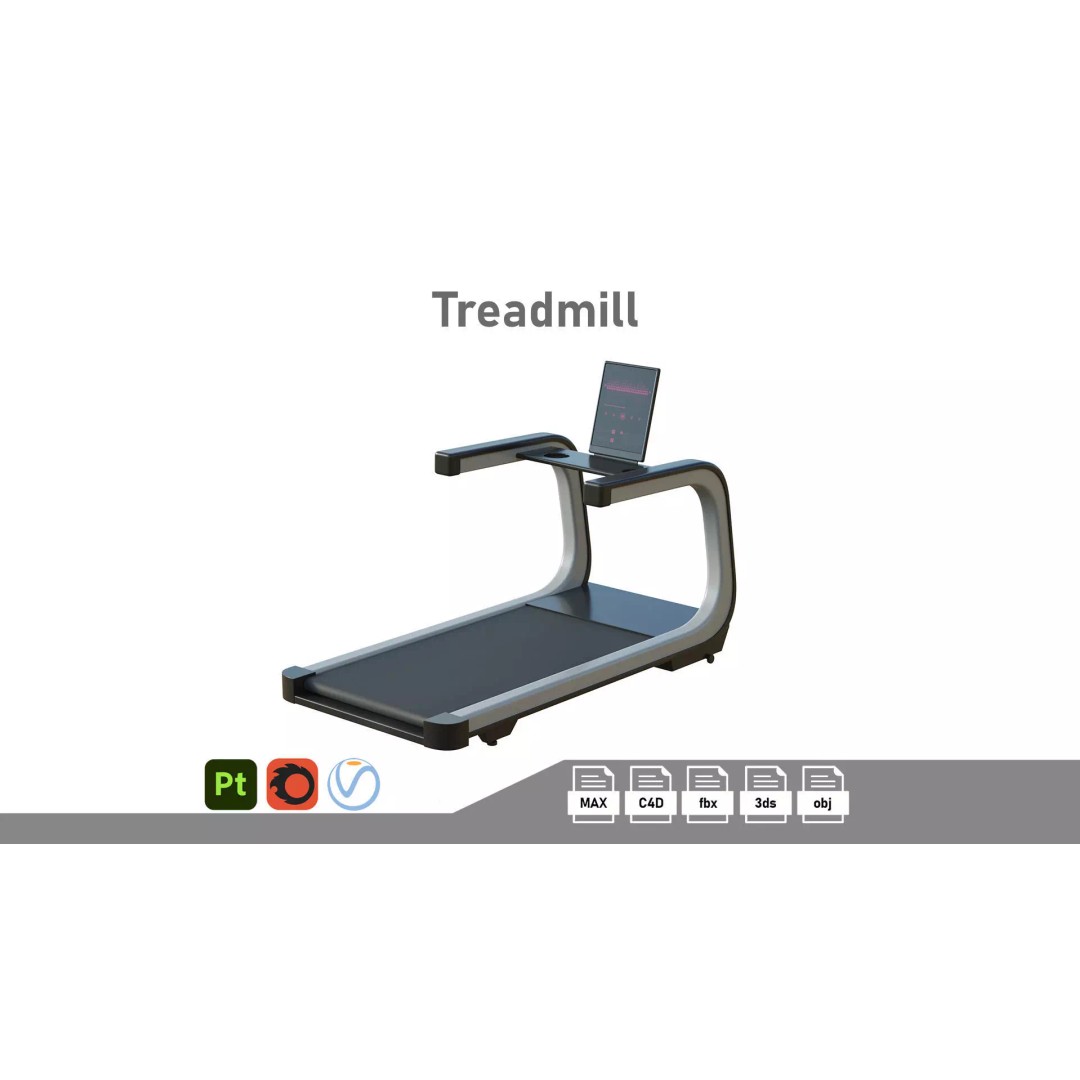 Treadmill 3D Model – Low Poly Game Ready Asset, FBX, OBJ - View 2