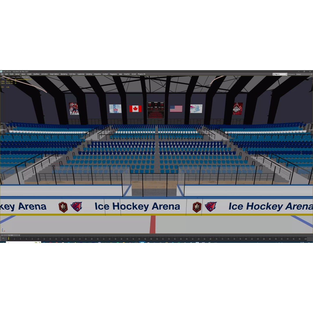 Ice Hockey Arena 3D Model – Modular Sports Venue with PBR Textures, FBX - View 24