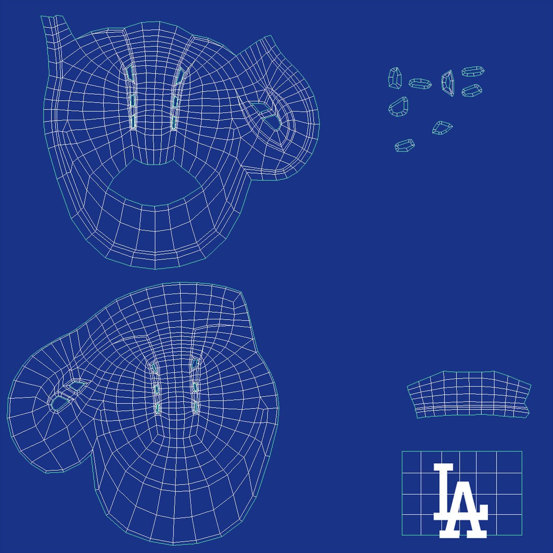 Baseball Helmet 3D Model – Low Poly LA Blue Game Asset, FBX