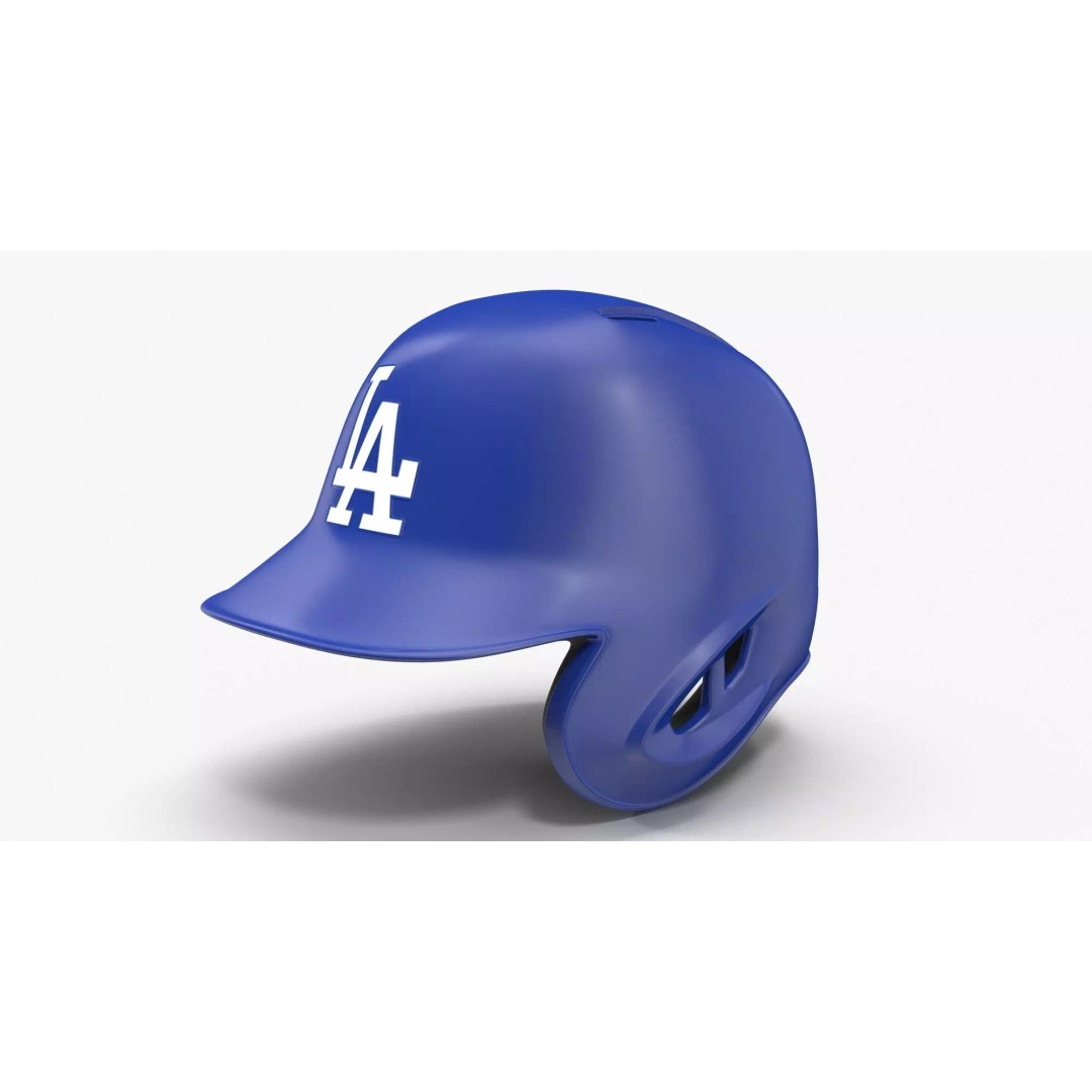 Baseball Helmet 3D Model – Low Poly LA Blue Game Asset, FBX - View 2