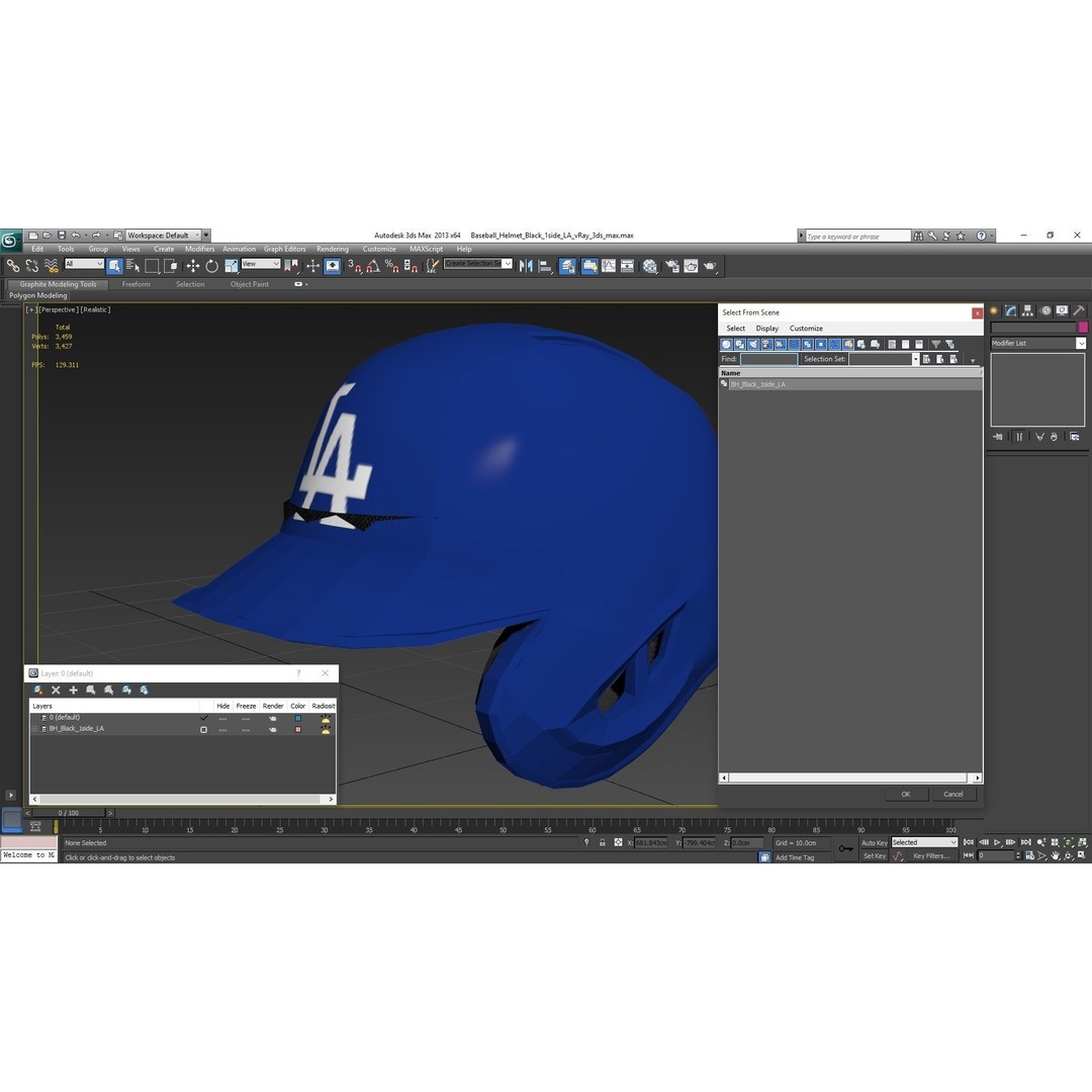 Baseball Helmet 3D Model – Low Poly LA Blue Game Asset, FBX - View 21