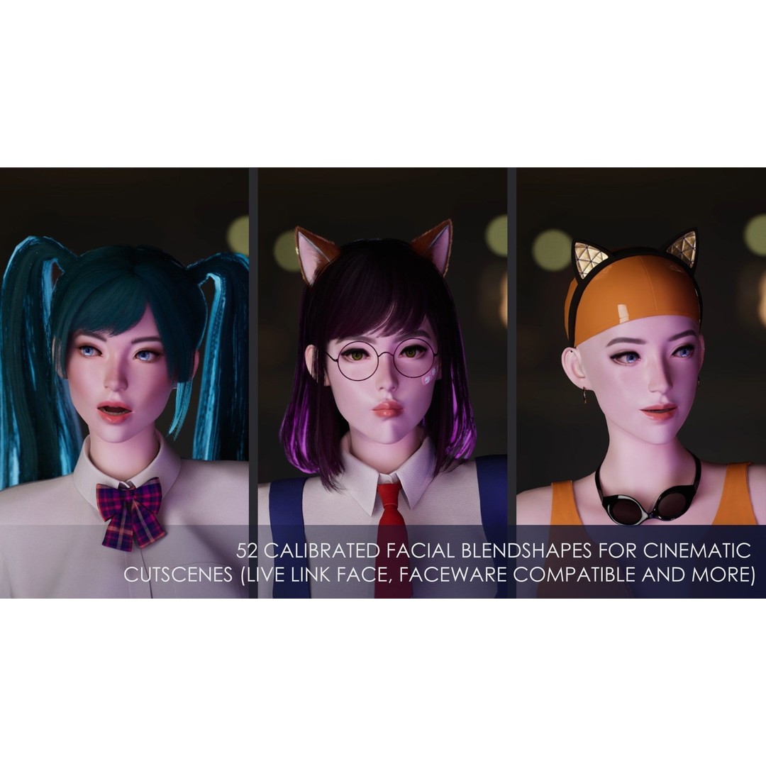 School Wear Girl 3D Model – Low Poly Game-Ready Character, FBX - View 18