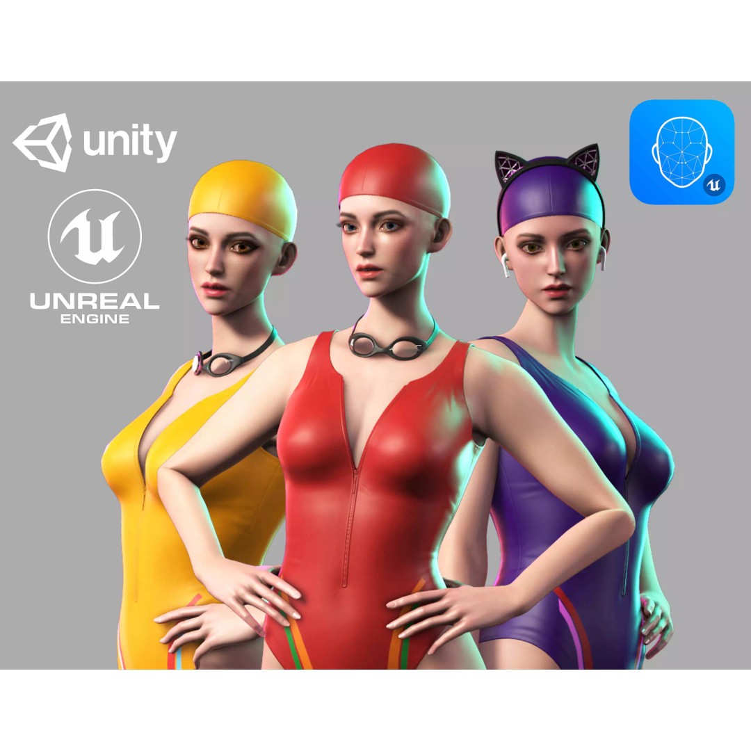 School Wear Girl 3D Model – Low Poly Game-Ready Character, FBX - View 2