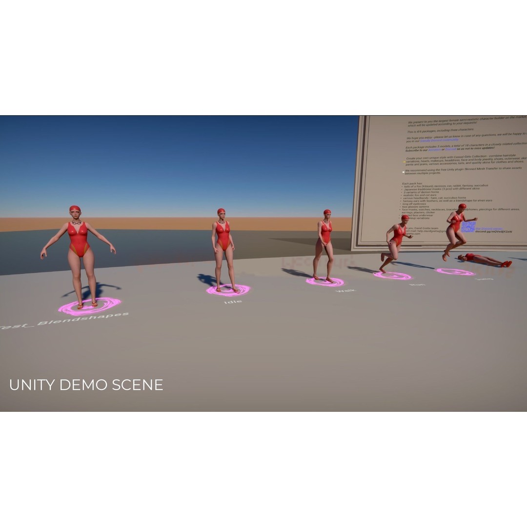 School Wear Girl 3D Model – Low Poly Game-Ready Character, FBX - View 27