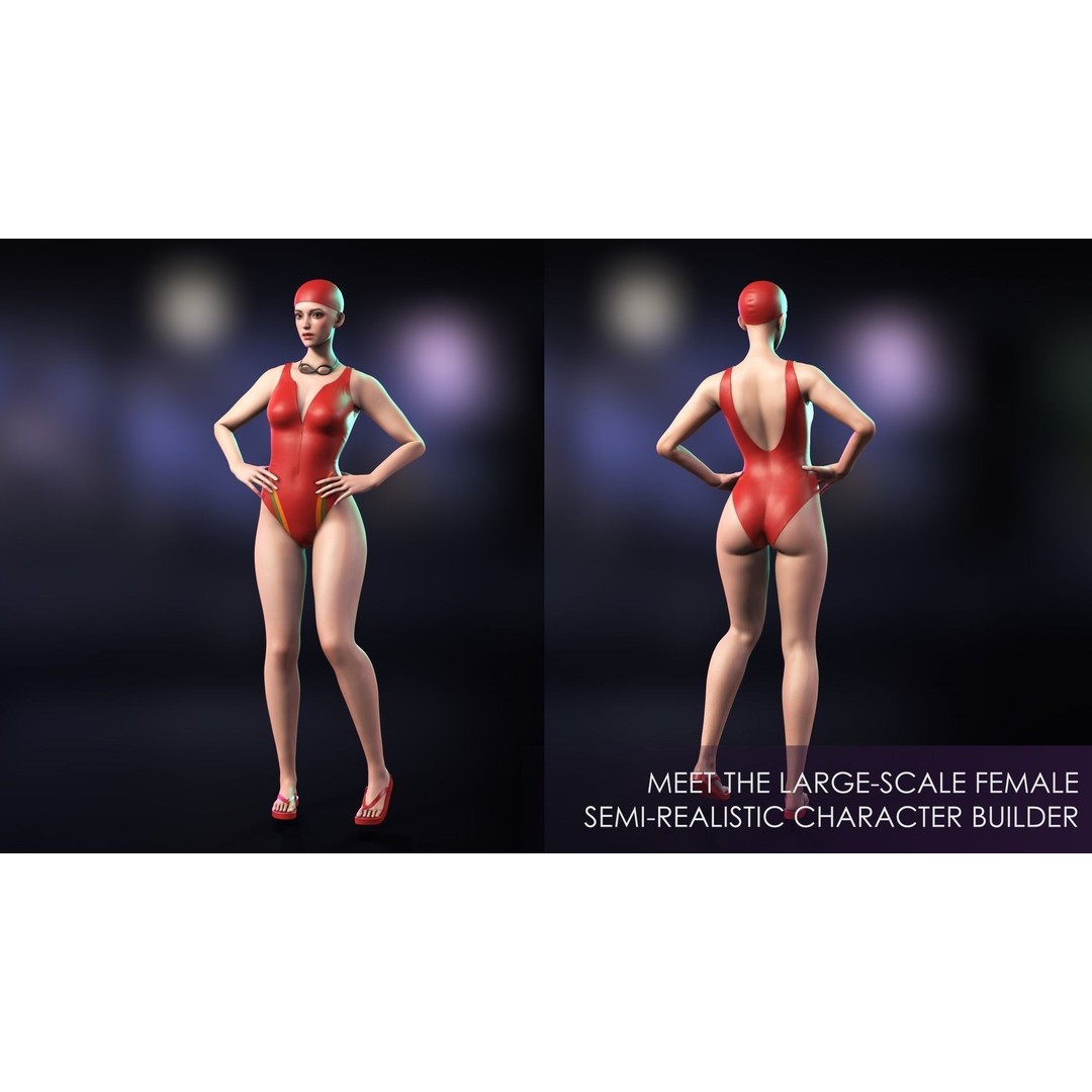 School Wear Girl 3D Model – Low Poly Game-Ready Character, FBX - View 3