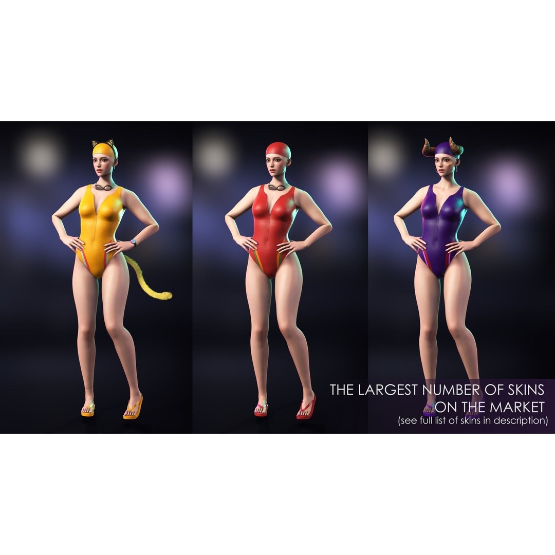 School Wear Girl 3D Model – Low Poly Game-Ready Character, FBX - View 4