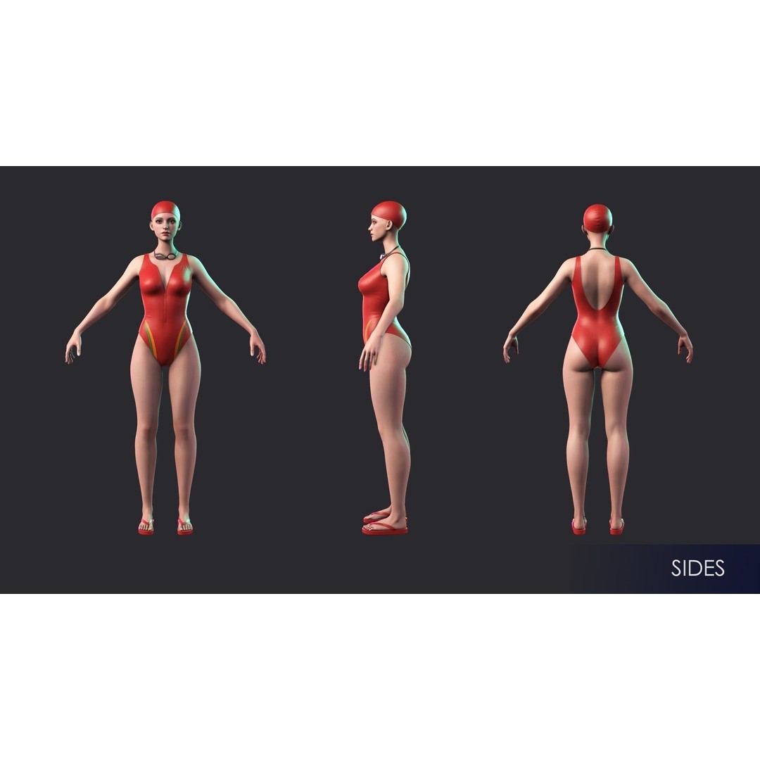 School Wear Girl 3D Model – Low Poly Game-Ready Character, FBX - View 5