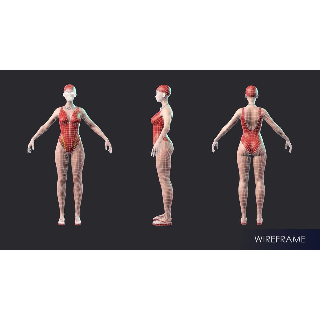 School Wear Girl 3D Model – Low Poly Game-Ready Character, FBX - View 6