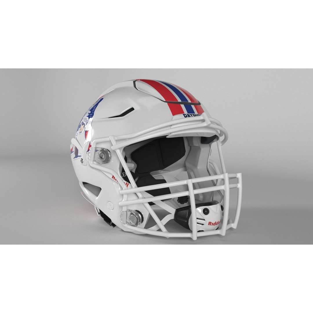 New England Patriots Helmet 3D Model – PBR Game-Ready Asset, FBX, OBJ - View 3