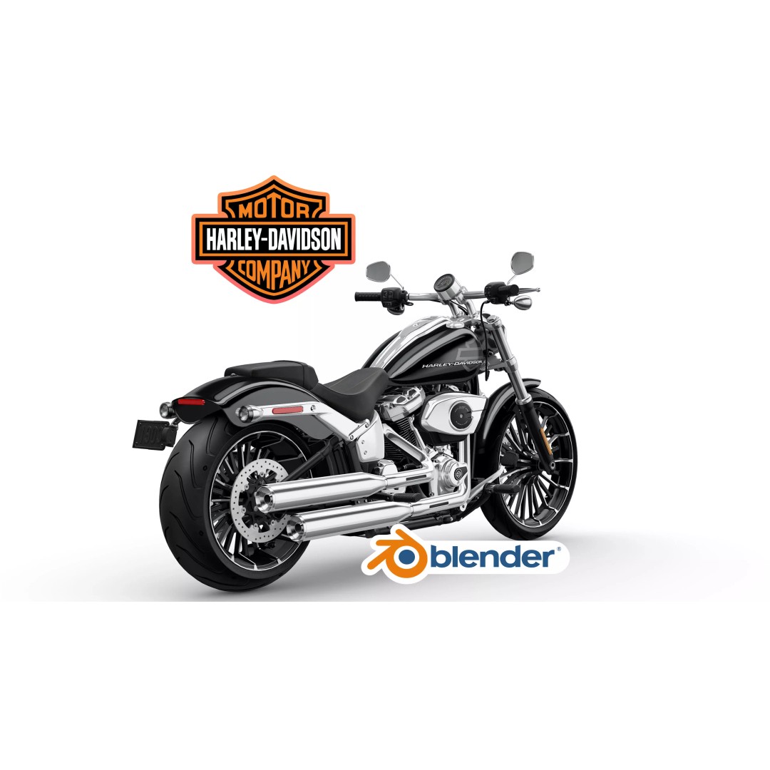 2026 Harley Davidson Breakout 3D Model – Low Poly Rigged Motorcycle, FBX