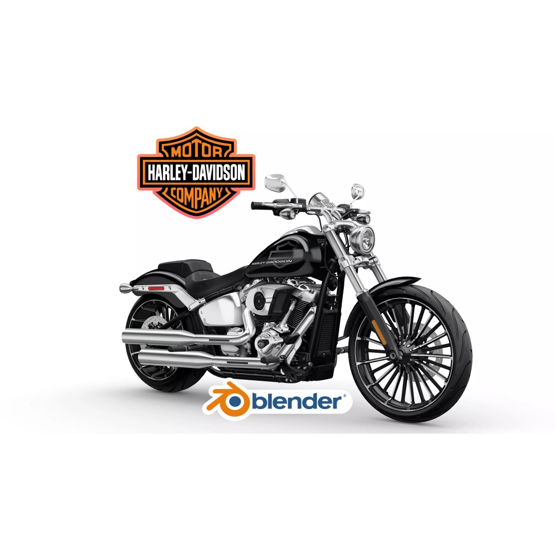 2026 Harley Davidson Breakout 3D Model – Low Poly Rigged Motorcycle, FBX - View 2