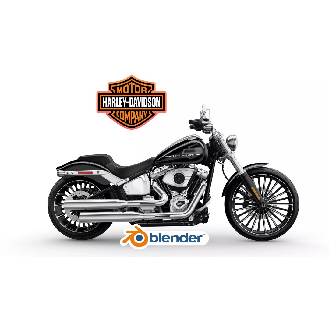 2026 Harley Davidson Breakout 3D Model – Low Poly Rigged Motorcycle, FBX - View 3