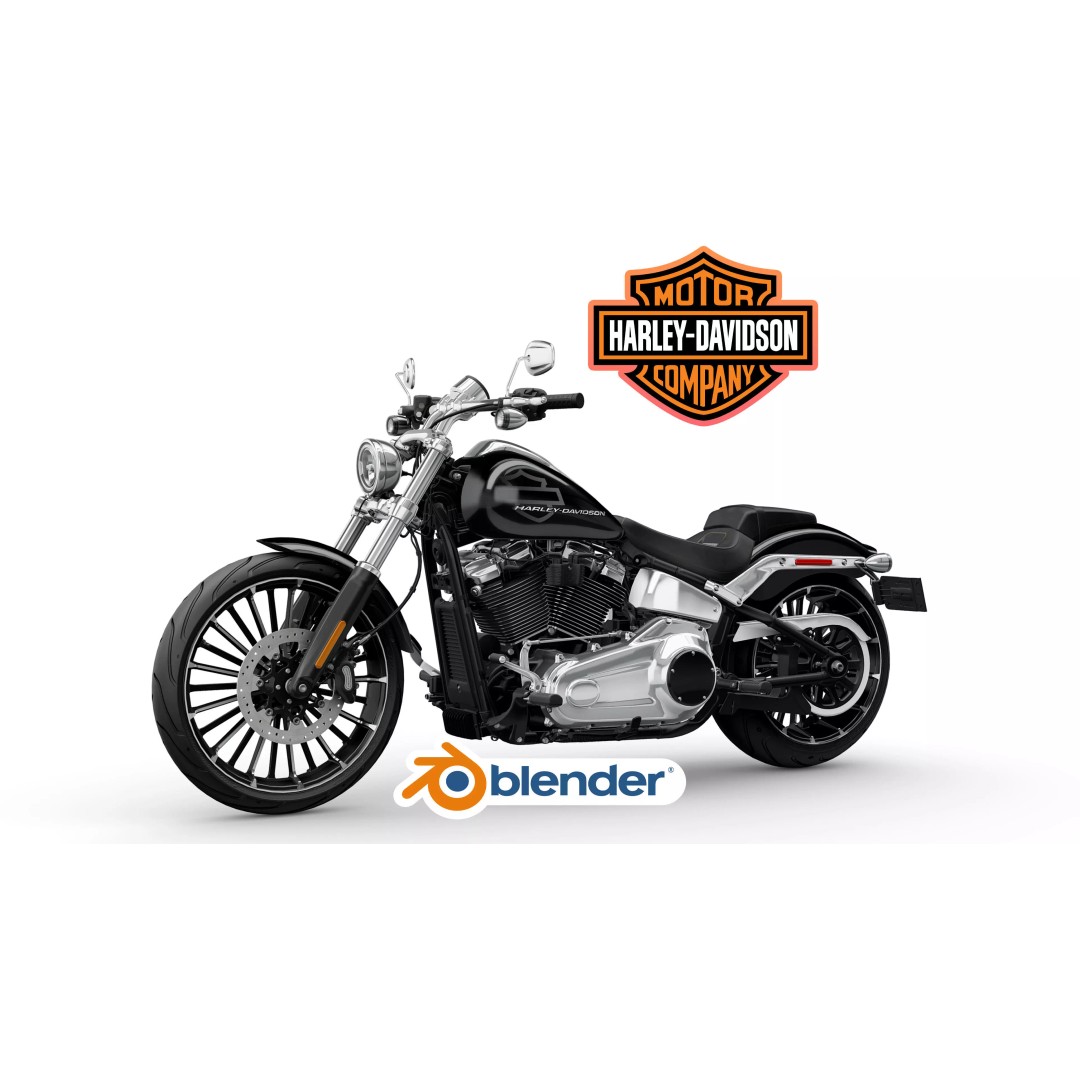 2026 Harley Davidson Breakout 3D Model – Low Poly Rigged Motorcycle, FBX - View 6