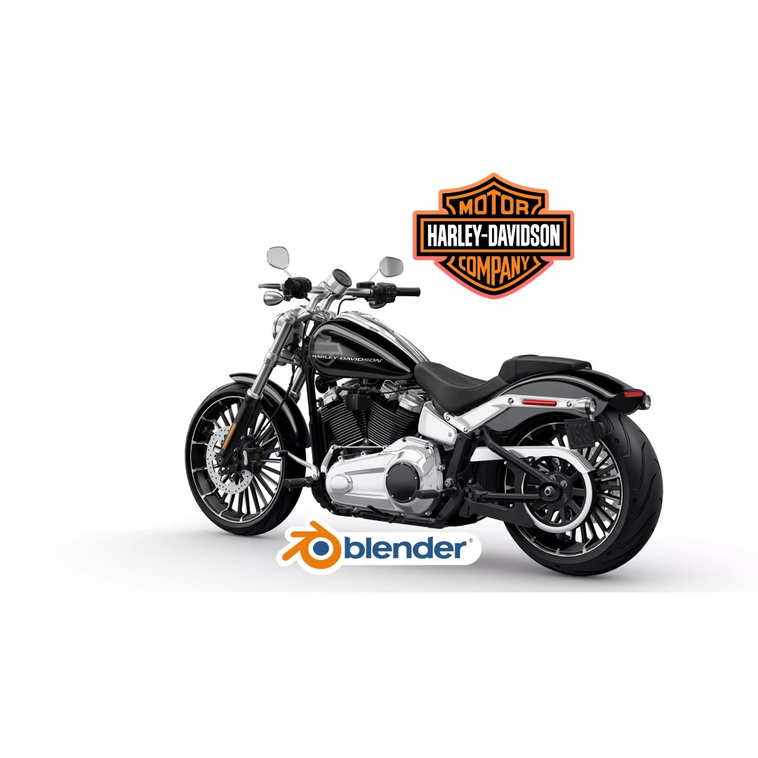 2026 Harley Davidson Breakout 3D Model – Low Poly Rigged Motorcycle, FBX - View 7