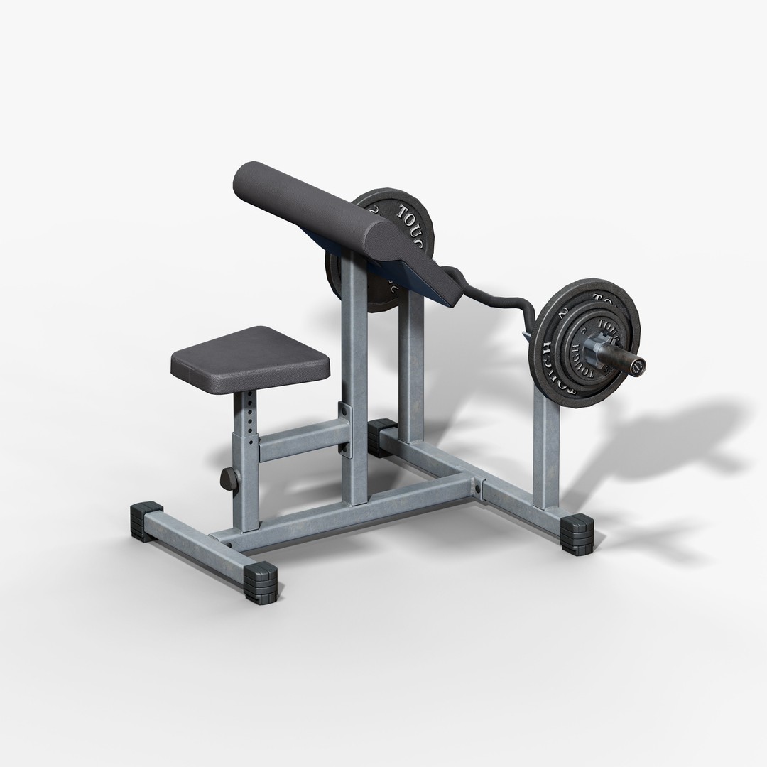 Preacher Curl Bench 3D Model – Low Poly Game Asset, FBX, PBR Textures - View 11