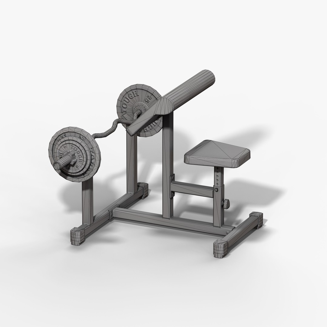 Preacher Curl Bench 3D Model – Low Poly Game Asset, FBX, PBR Textures - View 14
