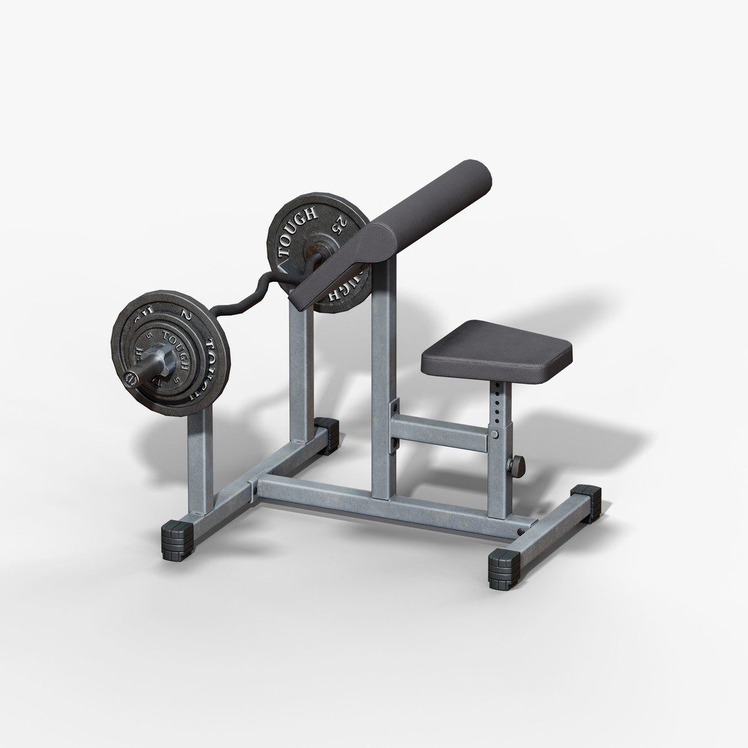 Preacher Curl Bench 3D Model – Low Poly Game Asset, FBX, PBR Textures - View 7