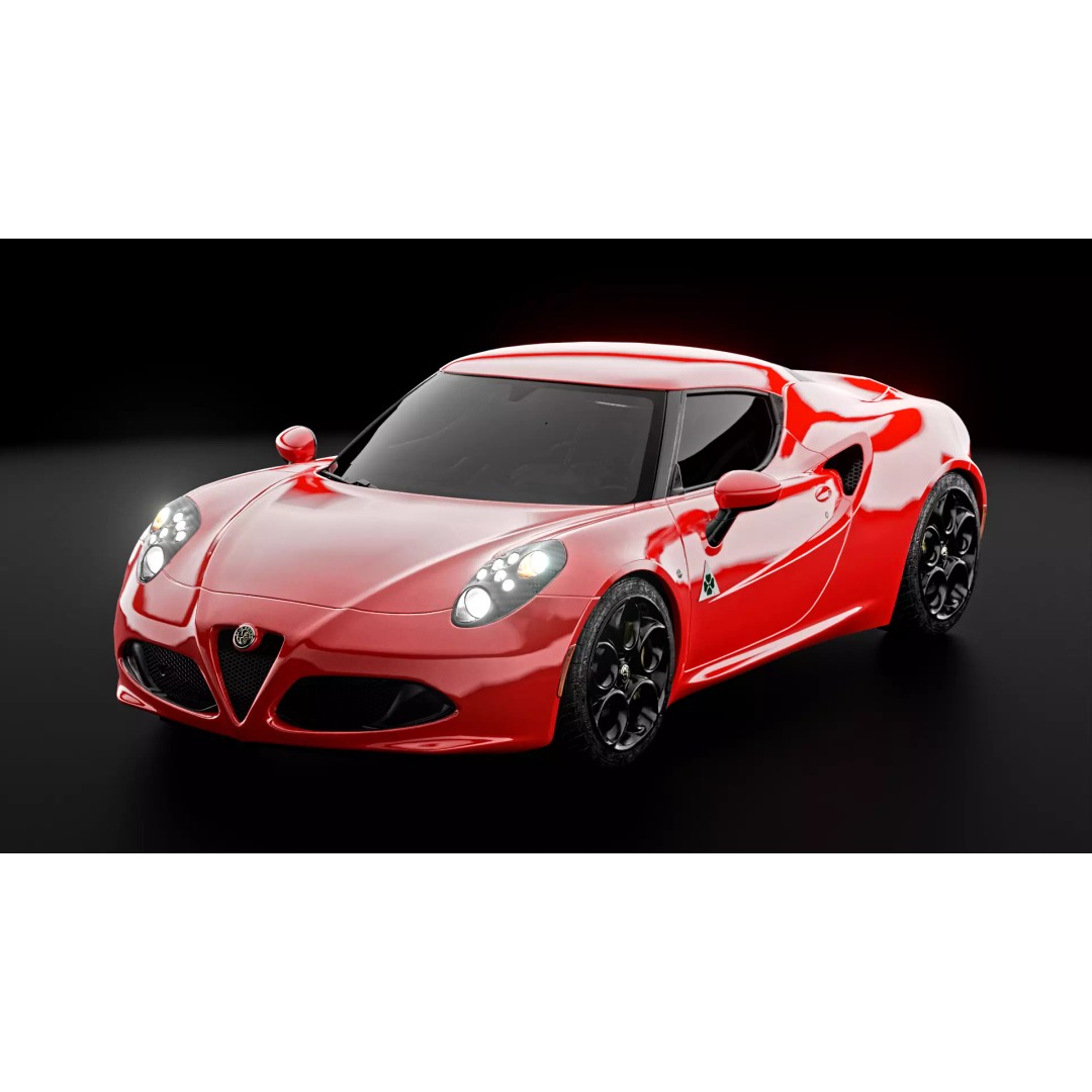 Alfa Romeo 4C 3D Model – PBR Game-Ready Sports Car, FBX/OBJ - View 2