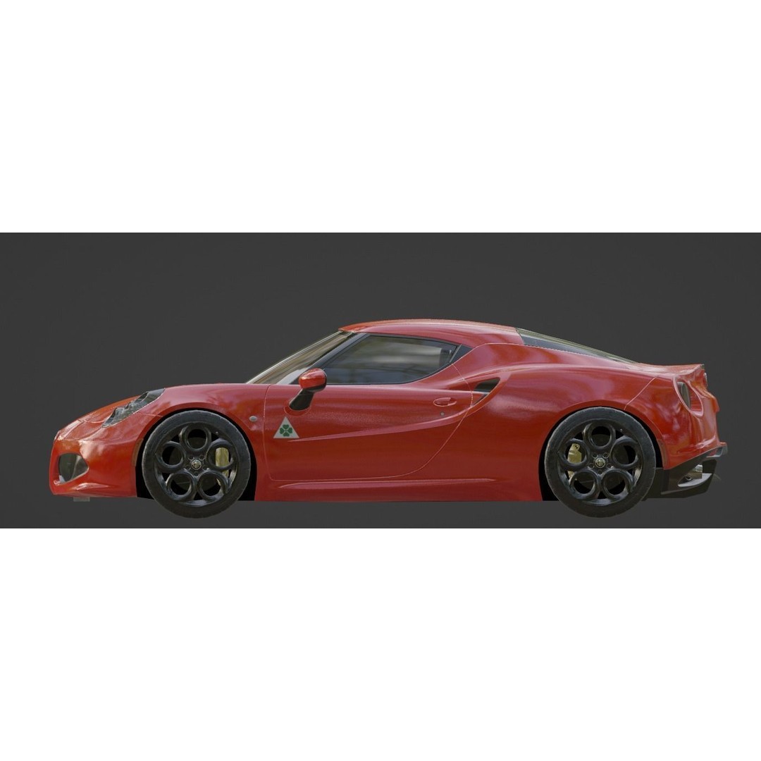 Alfa Romeo 4C 3D Model – PBR Game-Ready Sports Car, FBX/OBJ - View 6