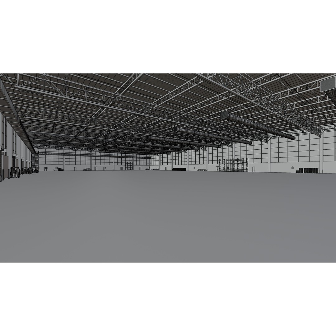 Industrial Warehouse Interior 3D Model – Low Poly Game Asset, FBX, OBJ