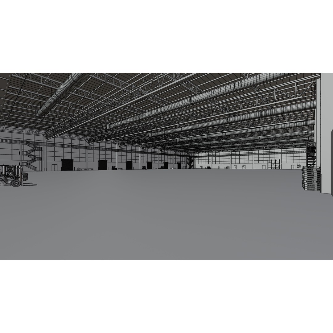 Industrial Warehouse Interior 3D Model – Low Poly Game Asset, FBX, OBJ - View 14