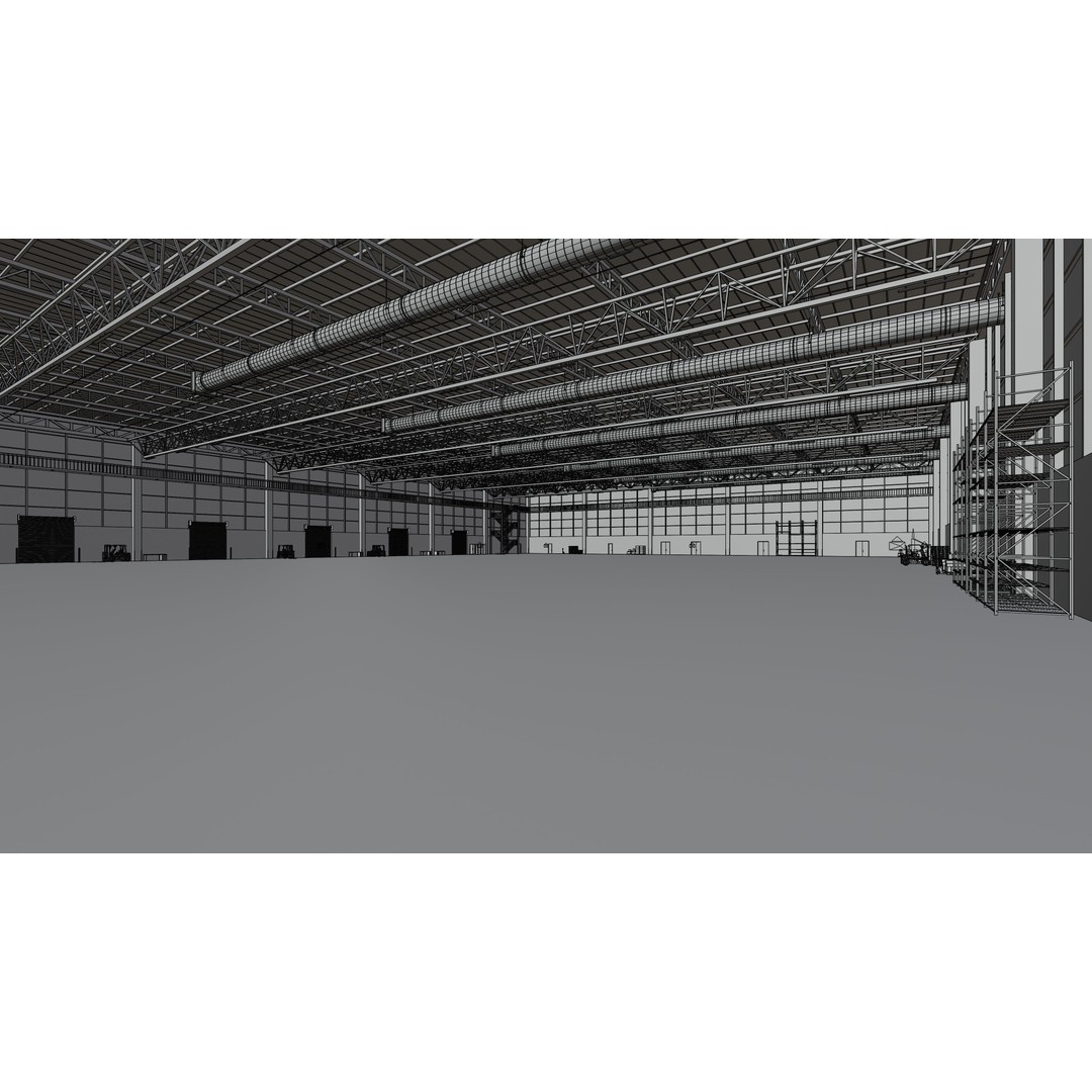 Industrial Warehouse Interior 3D Model – Low Poly Game Asset, FBX, OBJ - View 15