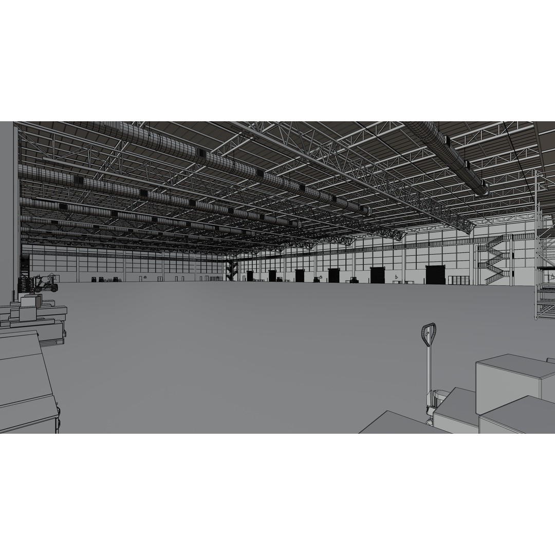 Industrial Warehouse Interior 3D Model – Low Poly Game Asset, FBX, OBJ - View 18