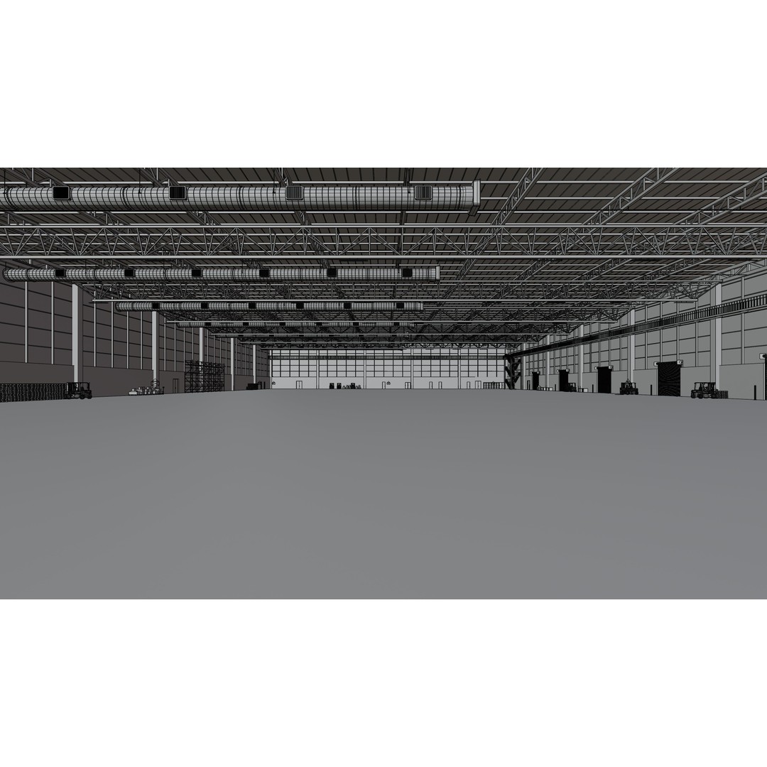 Industrial Warehouse Interior 3D Model – Low Poly Game Asset, FBX, OBJ - View 19