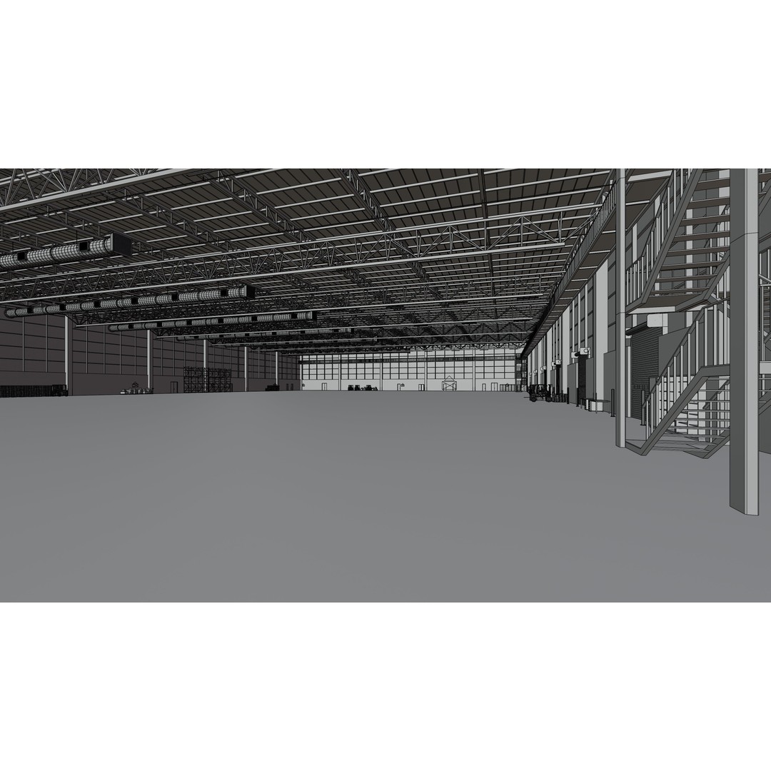 Industrial Warehouse Interior 3D Model – Low Poly Game Asset, FBX, OBJ - View 20