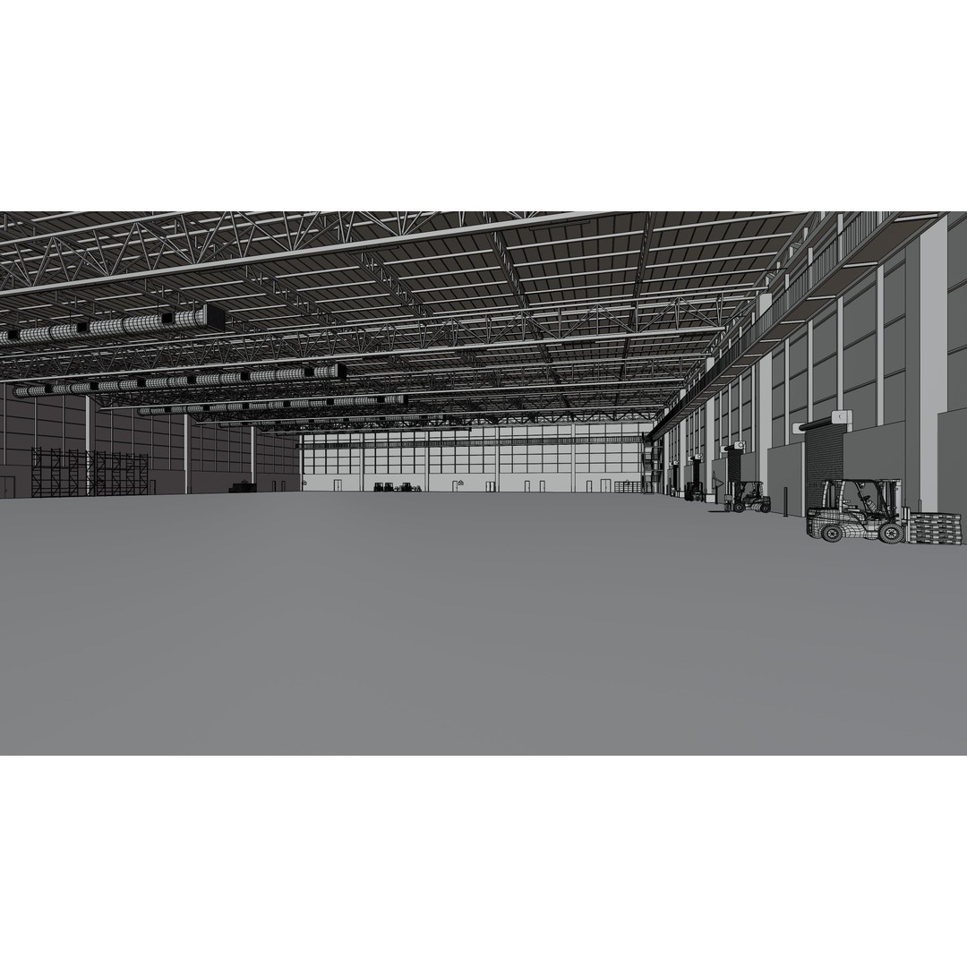 Industrial Warehouse Interior 3D Model – Low Poly Game Asset, FBX, OBJ - View 21