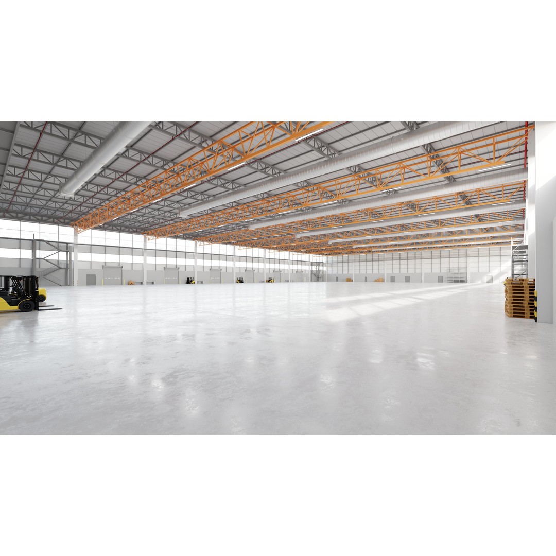 Industrial Warehouse Interior 3D Model – Low Poly Game Asset, FBX, OBJ - View 3