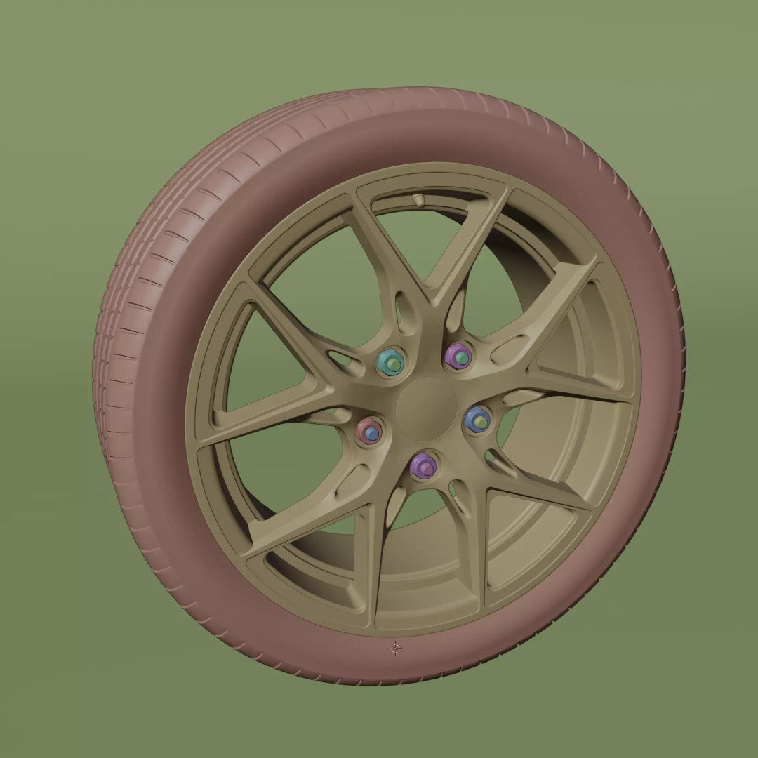 Car Rims 3D Model – High Poly PBR Vehicle Asset, FBX, OBJ - View 7