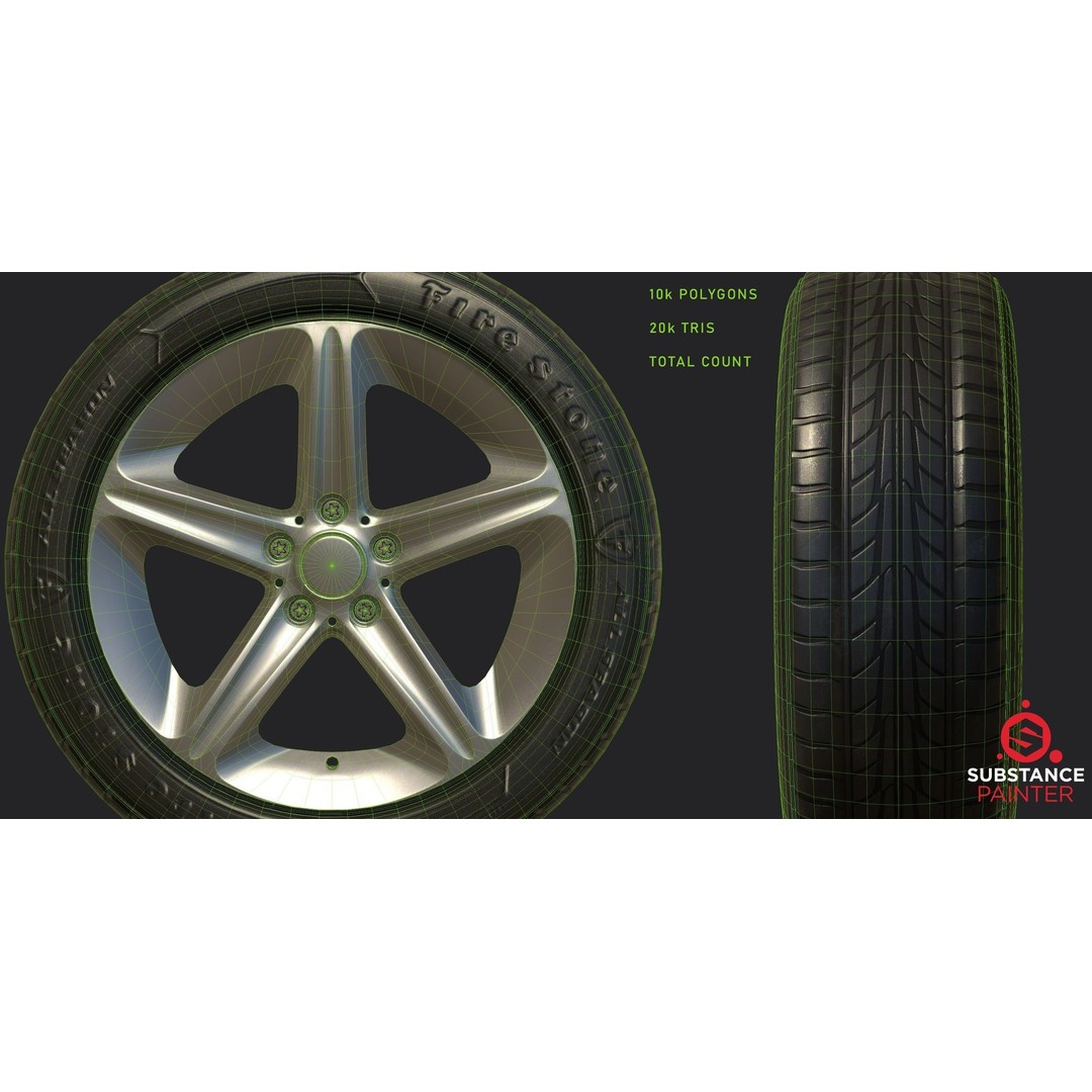 Car Wheel 3D Model – High Poly & Low Poly Game Ready Asset, FBX - View 13