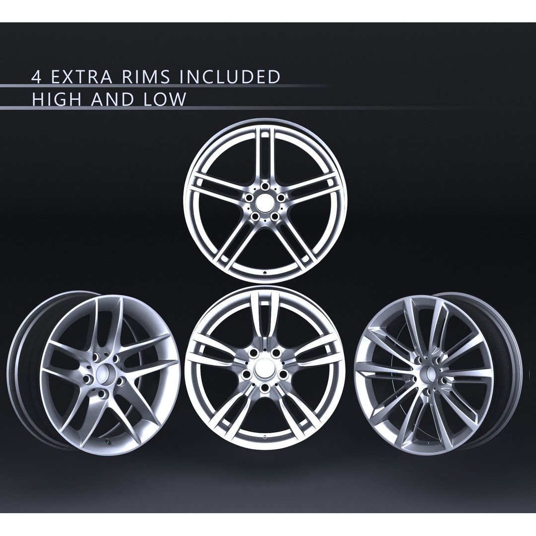 Car Wheel 3D Model – High Poly & Low Poly Game Ready Asset, FBX - View 3