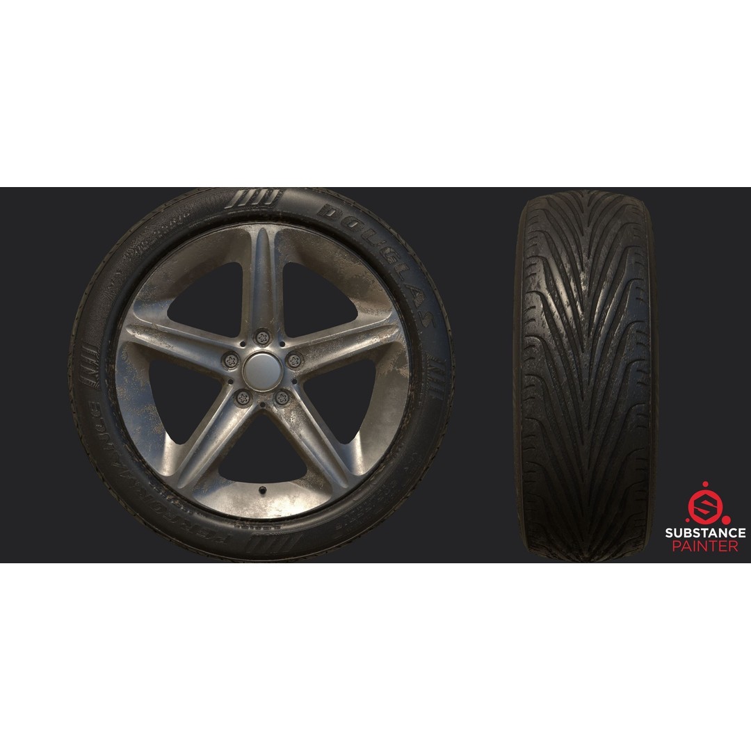 Car Wheel 3D Model – High Poly & Low Poly Game Ready Asset, FBX - View 7