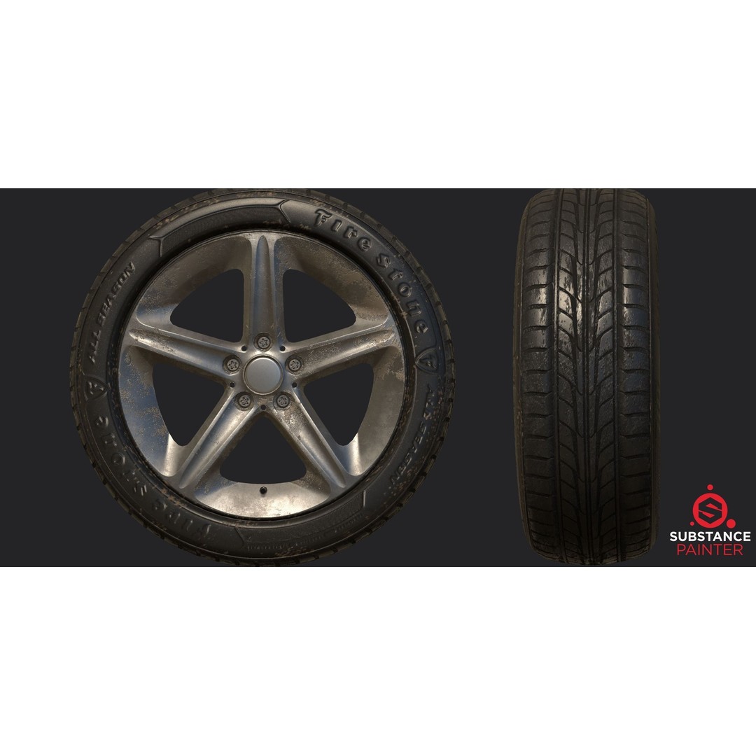 Car Wheel 3D Model – High Poly & Low Poly Game Ready Asset, FBX - View 8