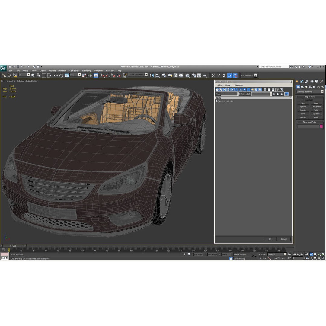 Generic Cabriolet 3D Model – High-Quality Open-Top Vehicle, OBJ, FBX - View 3