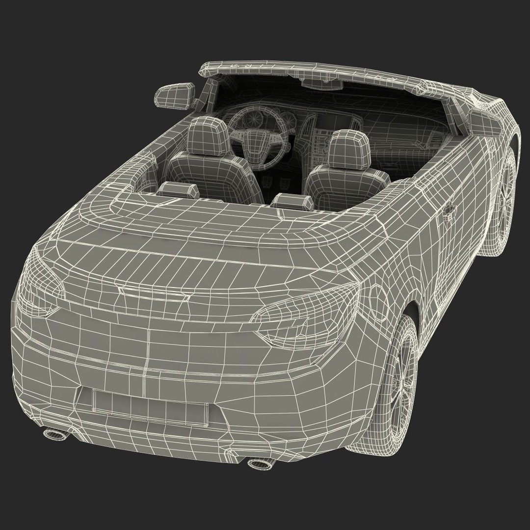 Generic Cabriolet 3D Model – High-Quality Open-Top Vehicle, OBJ, FBX - View 76