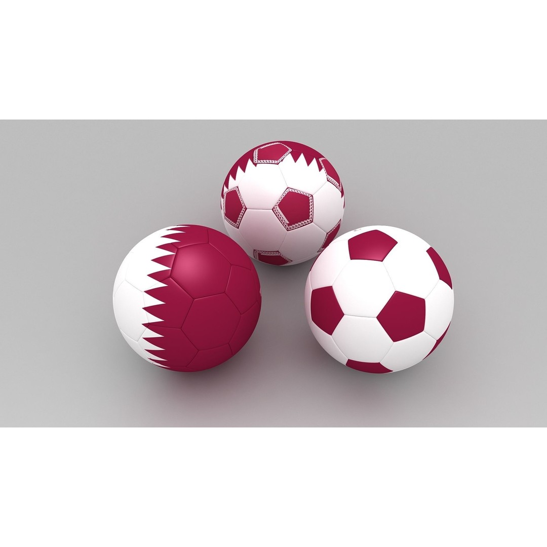 Soccer Ball 3D Model – Qatar Flag Game-Ready Asset, FBX, OBJ - View 10